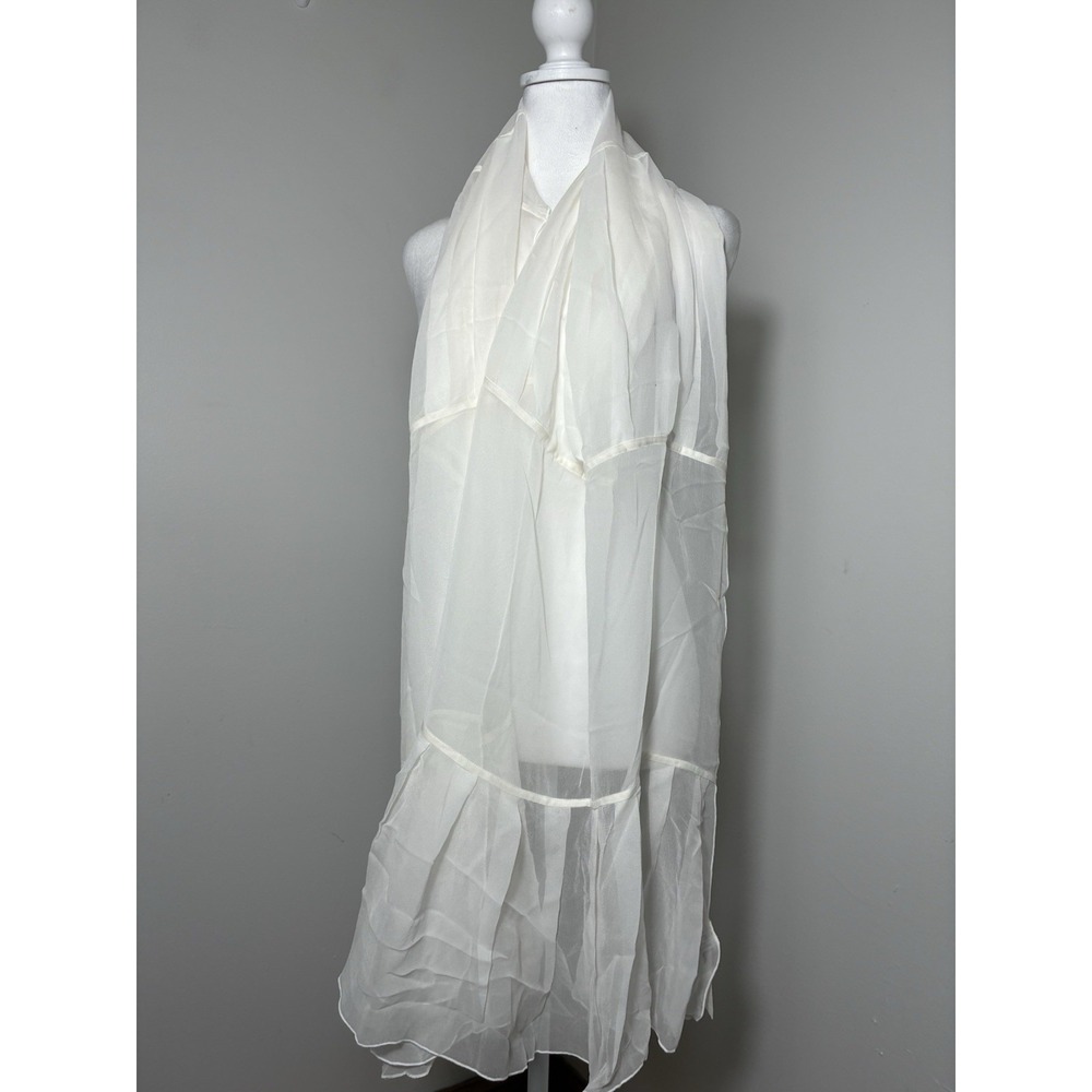 Symphony Designs 100% Silk Rectangular Scarf White Bridal Shower Casual